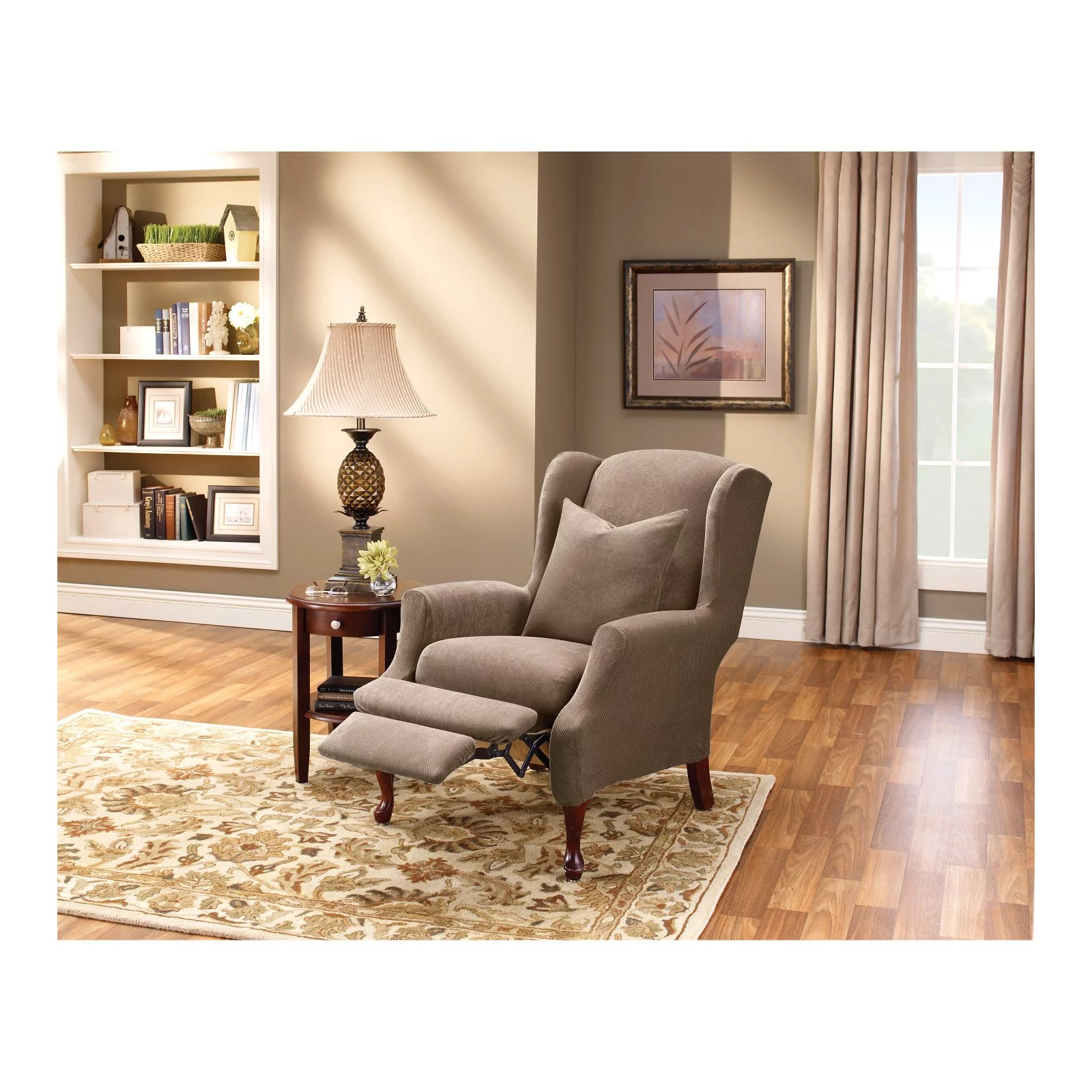Sure Fit Stretch Pique Wing Chair Recliner Slipcover