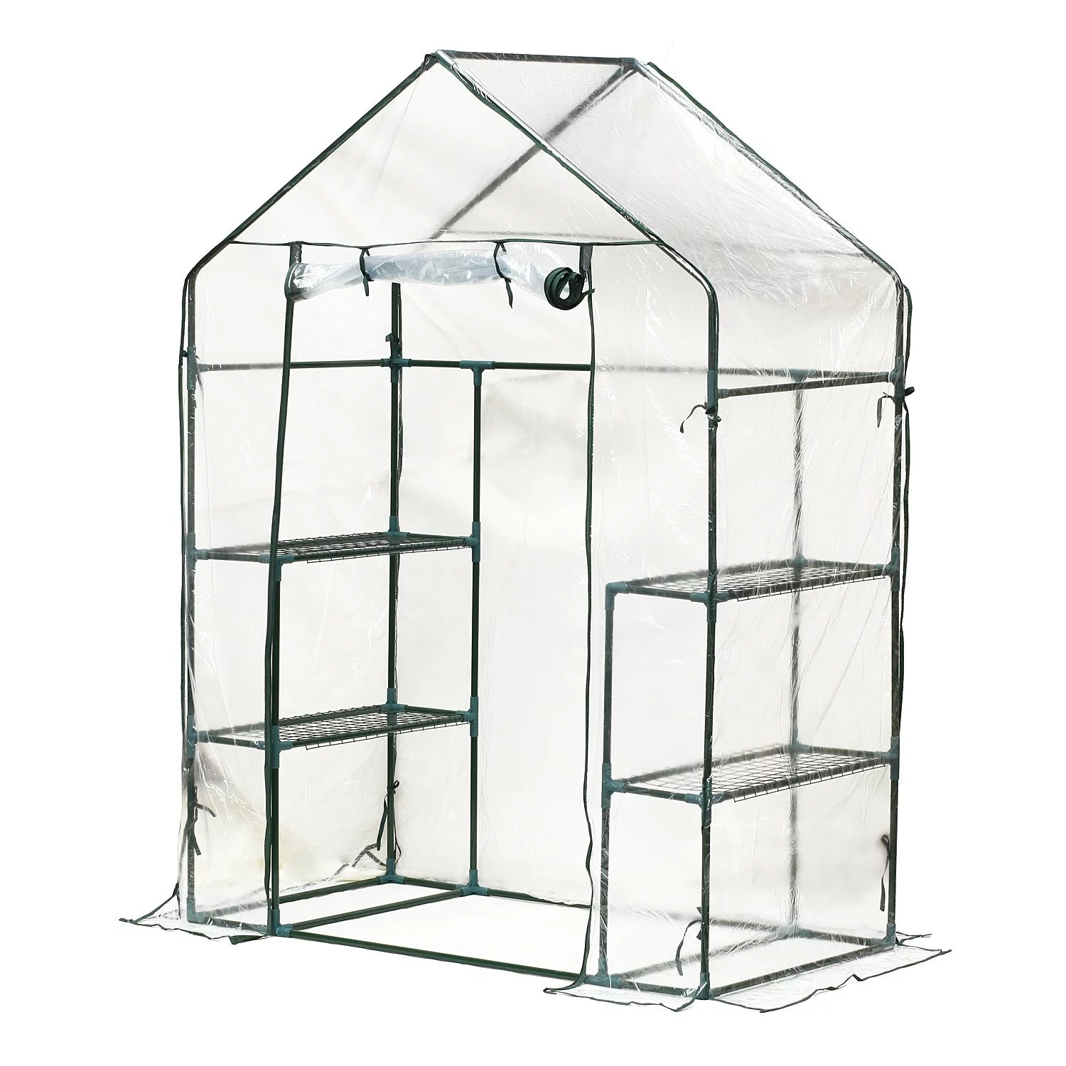 Outsunny 4.5’ x 2.5’ x 6.5' Outdoor Portable Mini Walk-In Greenhouse w/ 3 Tier Storage Shelves