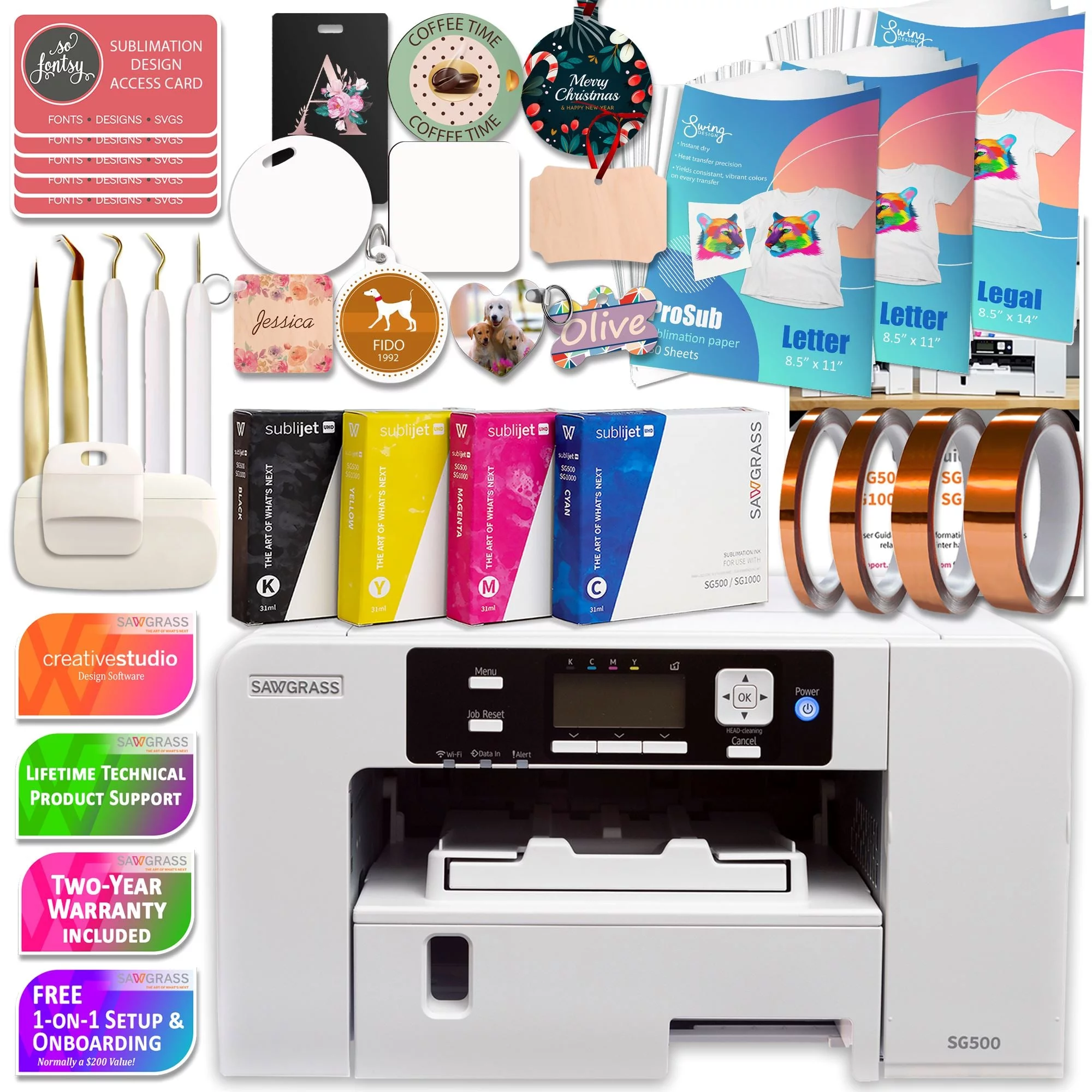 Sawgrass UHD SG500 Sublimation Printer Deluxe 450 Sheet Starter Bundle