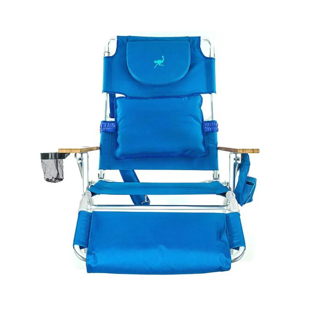 Ostrich Deluxe 3N1 Lightweight Outdoor Beach Lounge Chair w/Footrest, Blue