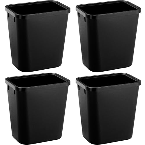 Black Small Trash Can 4Pack, 2Gallon/8 L Plastic Office Trash Can Garbage Can Under Desk, Trash Cans for Bedroom, Office and Kitchen, Bathroom Trash Can Fits Narrow Space, Plastic Trash Can