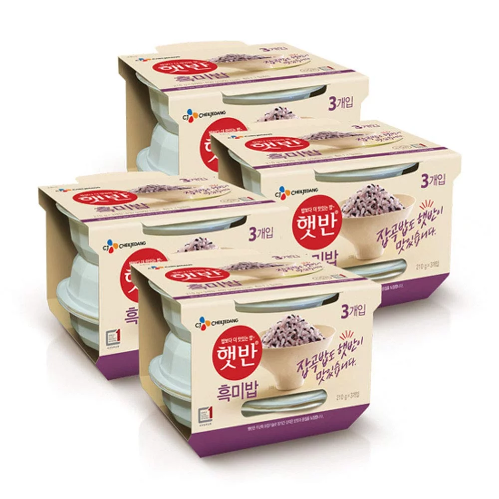 [12 Packs] CJ Korean Every Day Instant Black Rice 햇반 흑미밥 210g