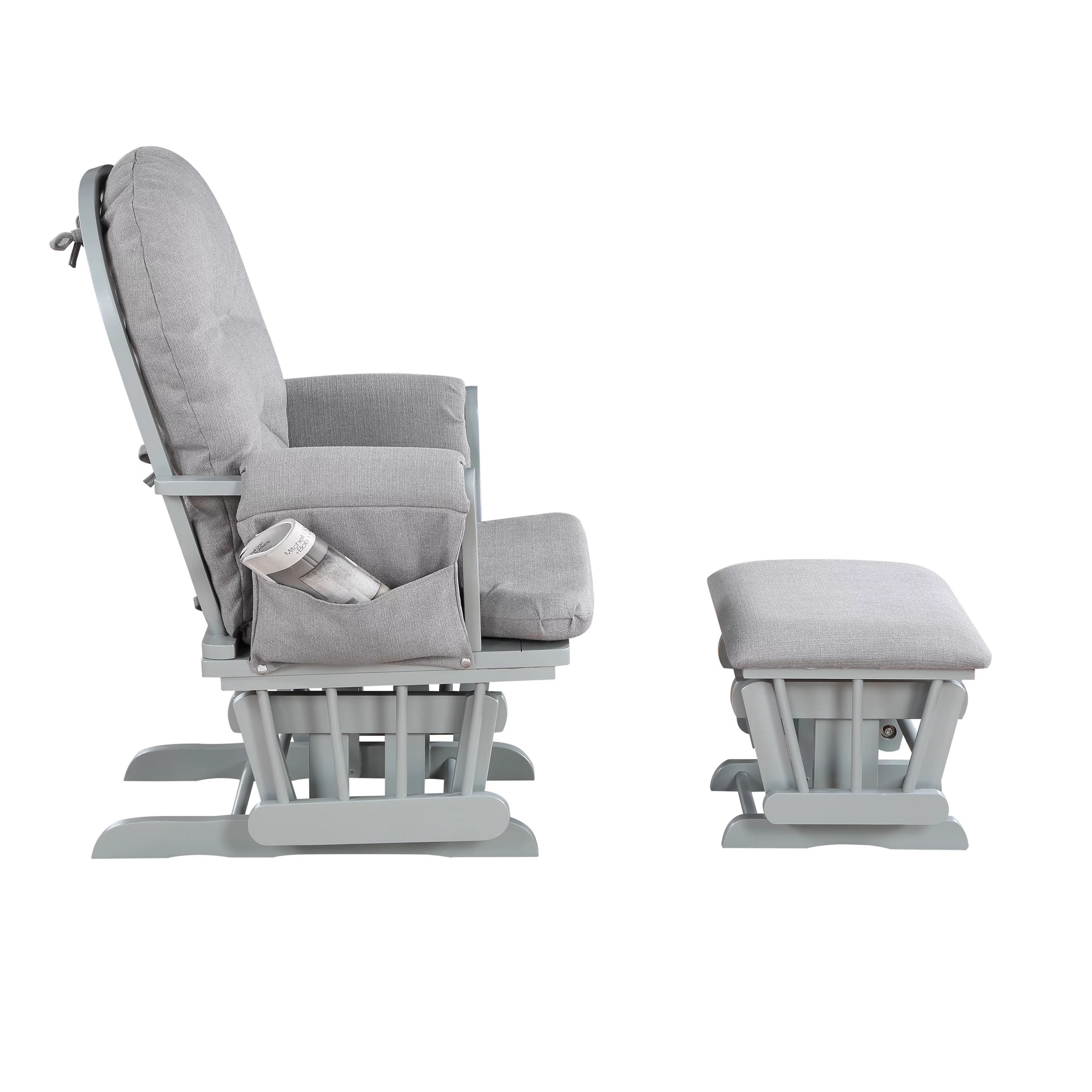 Suite Bebe Mason Traditional Wood Glider and Ottoman in Gray/Oyster