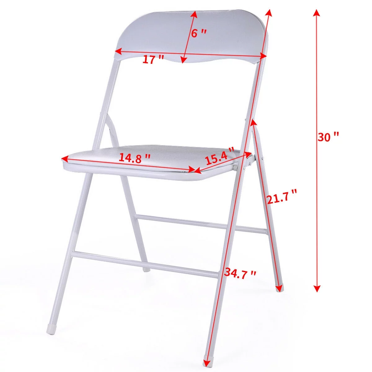 Veryke Folding Chairs Set of 6, Foldable Chairs, Plastic Commercial Outdoor Wedding Party Event Chairs, White