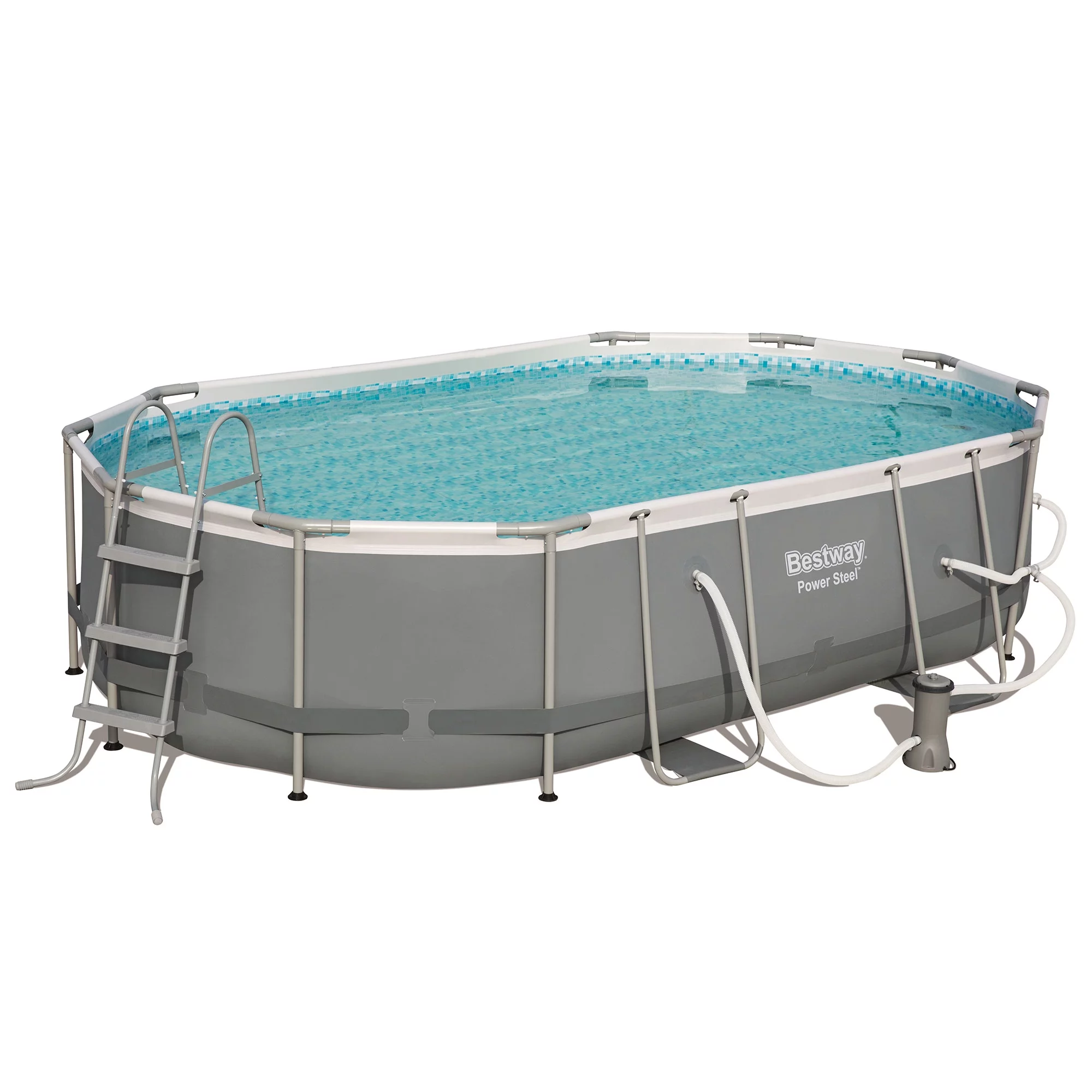 Bestway Power Steel 16x10x3.5 Foot Metal Above Ground Swimming Pool Set w/ Pump