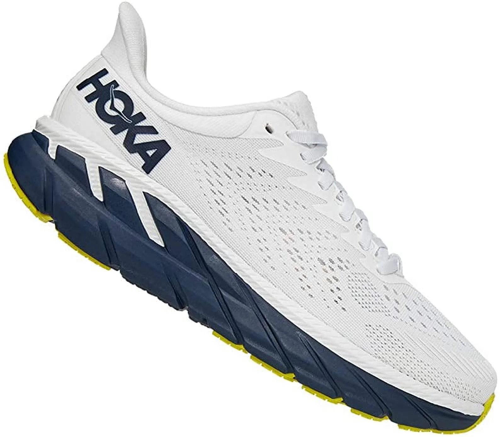 Hoka 1110509-WWH: Women's Clifton 7 White/White Running Shoes (8.5 B(M) US Women, Blanc De Blanc/Black Iris)