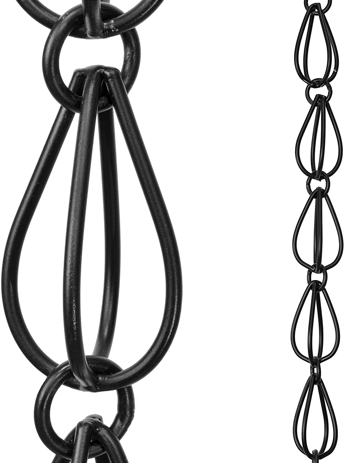 Monarch Rain Chains Aluminum Teardrop Rain Chain Replacement Downspout for Gutters, 8.5 ft Lgth, Blk