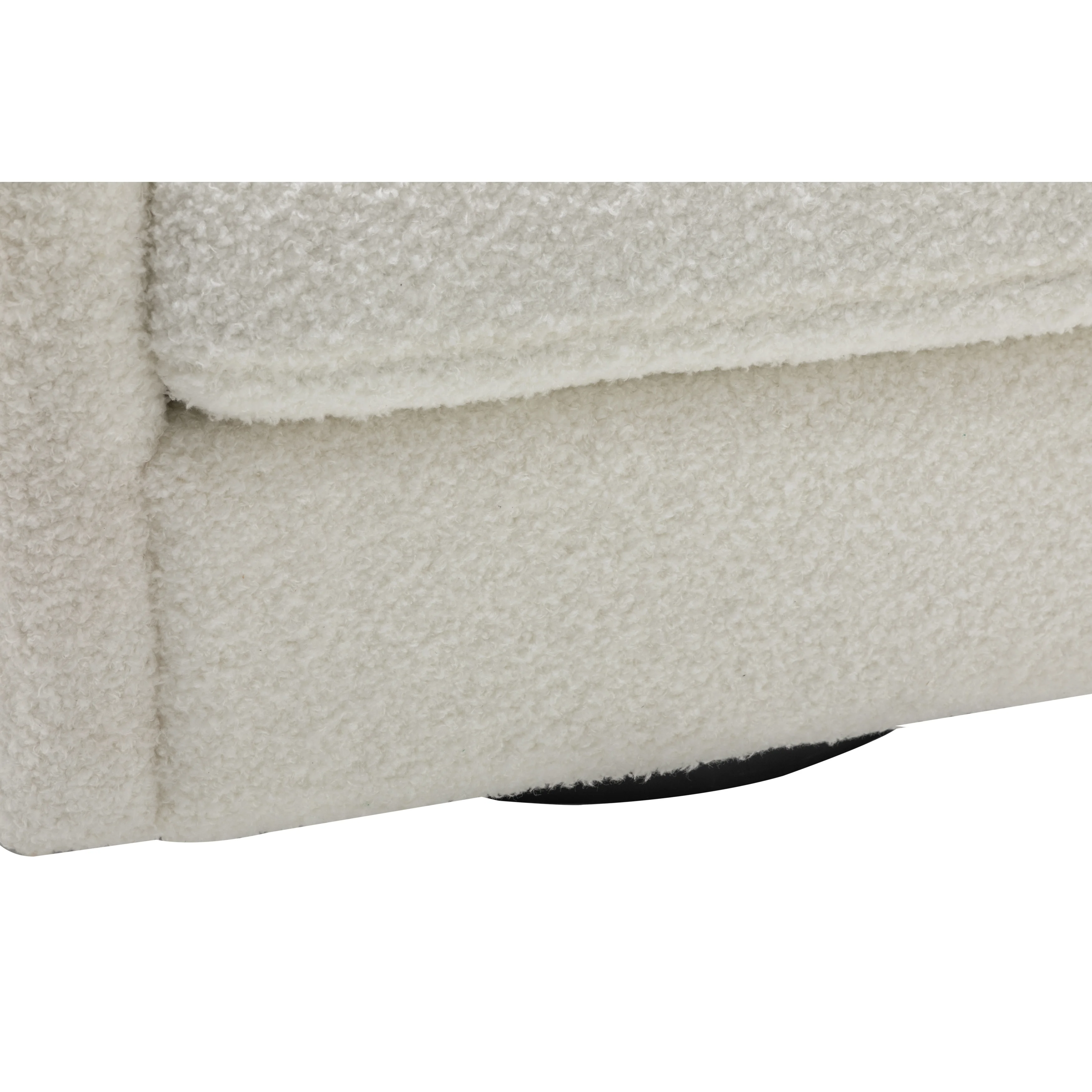 7th Haven Inc WOVENBYRD Classic Barrel Swivel Chair Cream Faux Leather Velvet