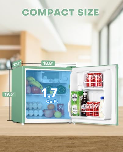 Upstreman 1.7 Cu.ft Mini Fridge with Freezer, Dorm Essentials, Adjustable Thermostat, Energy Saving, Low Noise, Single Door Compact Refrigerator for Dorm, Office, Bedroom, Black-FR17