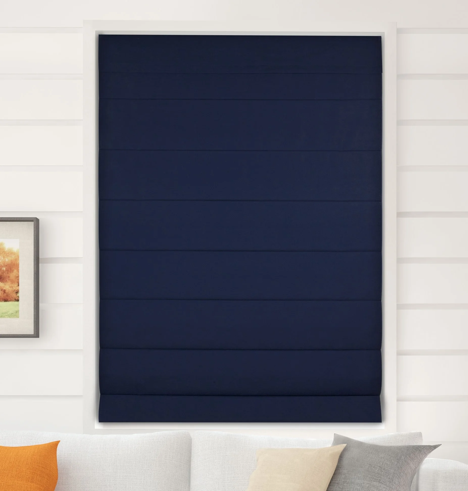 Arlo Blinds Thermal Room Darkening Fabric Roman Shades, Color: Navy, Size: 40