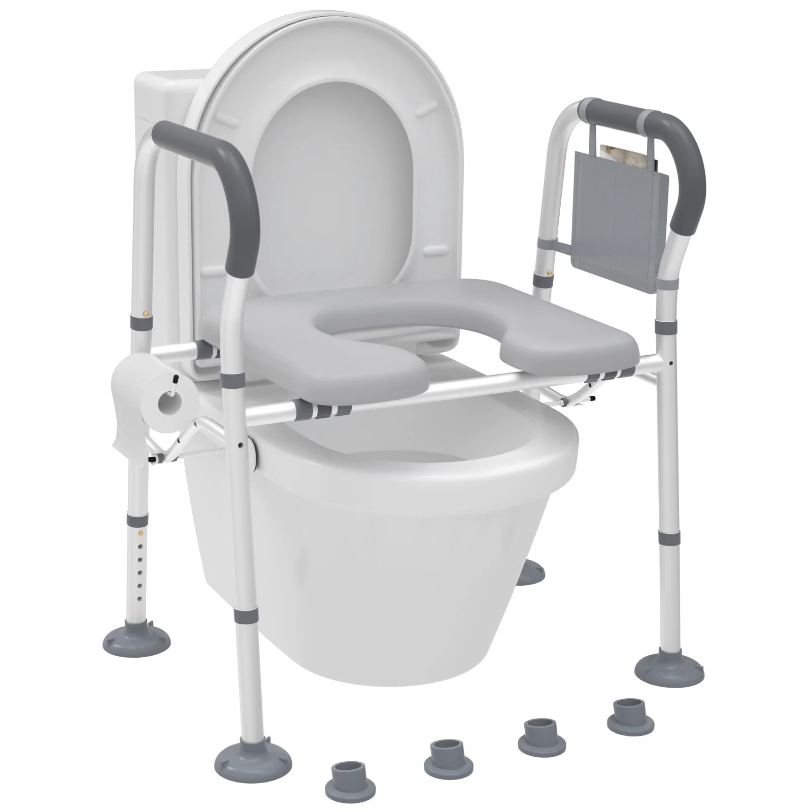 Raised Toilet Seat with Handles 400lbs for Elderly, Pregnant and Handicap, Adjustable Heigh, Fits Any Toilet