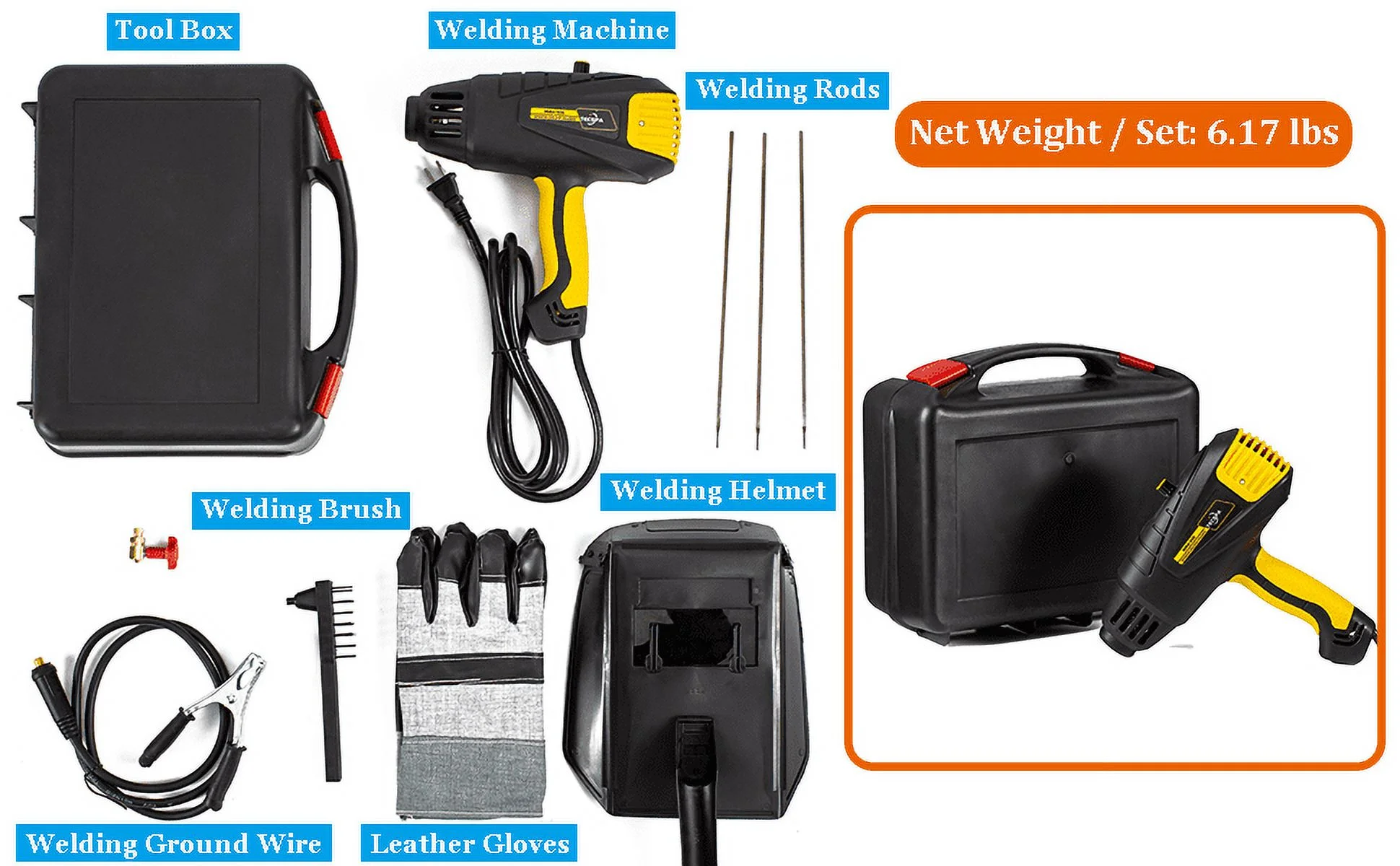 TECSPACE 110V 3.6 KVA Hand Held Welding Machine Kit, IGBT Digital MMA Compact Handheld Welder Weight 3.3 lbs, Advanced Inverter Technology,High No-load Voltage