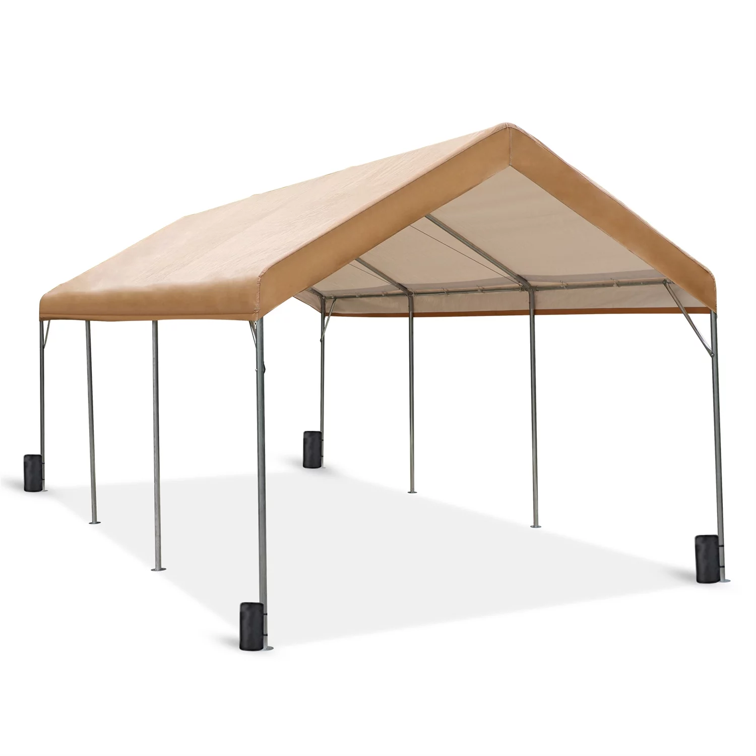 MF Studio 10' X 20’ Carport Heavy Duty Car Canopy Galvanized Car Boat Shelter with 8 Legs Beige