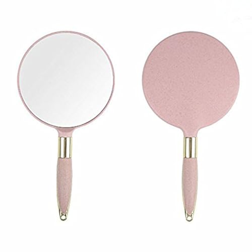 XPXKJ Hand Mirror Vintage Handheld Mirror with Handle Vanity Makeup Mirror Travel Mirrors (Oval, Nano Pink)