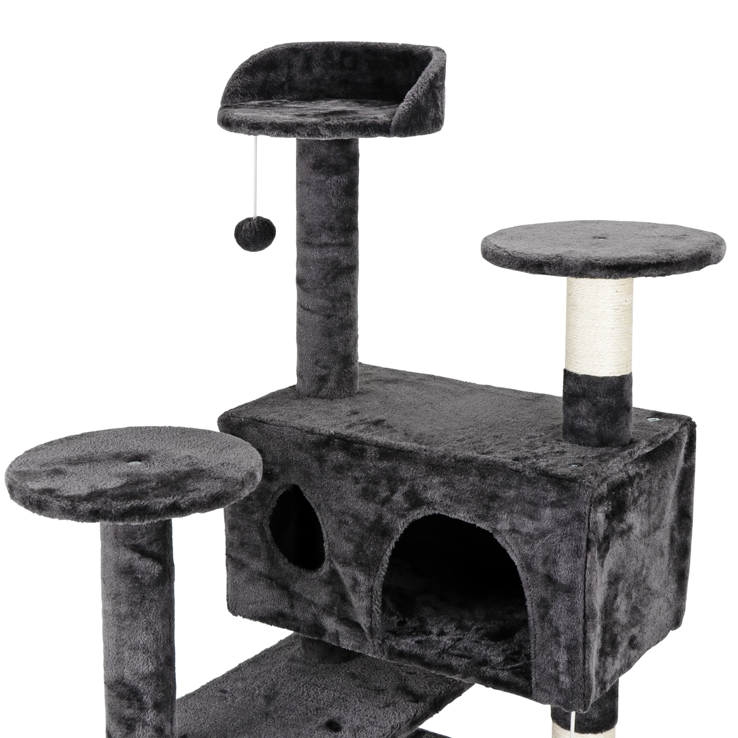 HomGarden 53'' Cat Tree Cat Tower Condo W/Scratching Posts, Kitten Play House Dark Gray