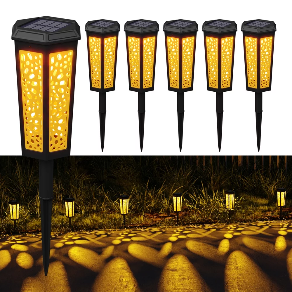 JSOT 6 Pack Solar Pathway Lights,Color Changing Outdoor Waterproof Garden Lights LED Landscape Lighting Auto On/Off Dusk to Dawn for Sidewalk,Lawn, Patio, Yard