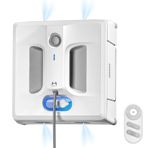 Auto Window Cleaning Robot W9 with 4 Water Spray, Upgraded 3 Pressure Compartments, 3800Pa Suction Power, Anti-Falling and Edge Detection Sensors, for High-Rise Windows, Tiles and Glass