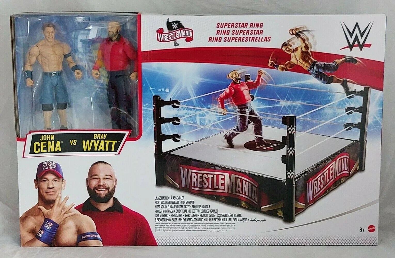 Mattel WWE Wrestlemania Superstar Ring with 2 Figures John Cena & Bray Wyatt