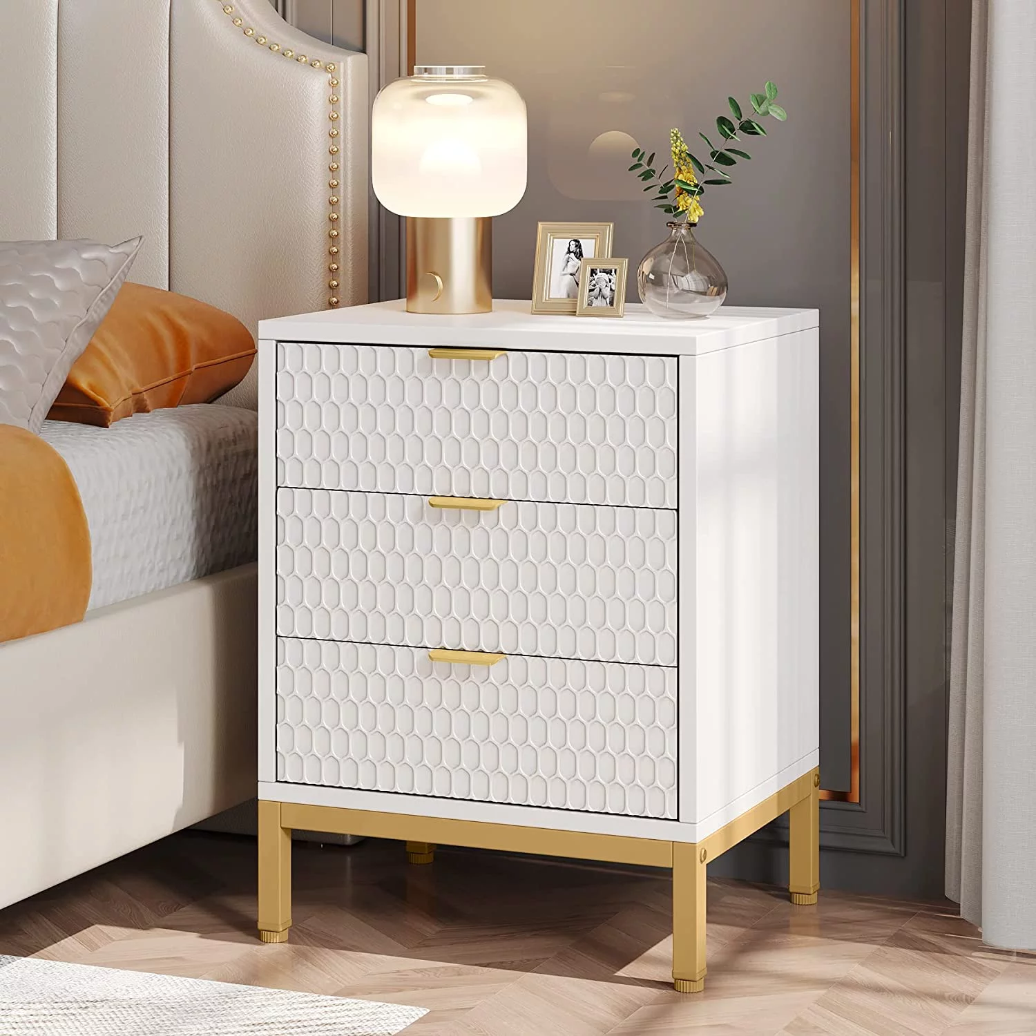 Tribesigns Modern Nightstand Side Table for Living Room, 25.8