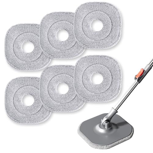 Spin Mop and Bucket Set with Separate Dirty and Clean Water,360° Self Cleaning Mop and Bucket System with Widened Foldable Handle,2 Replaceable Mop Pads,Square Mops for Floor Tile Marble Wall Cleaning