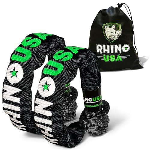 Rhino USA Synthetic Soft Shackle Rope (2-Pack) - 1/2 Inch x 22 Inch (44,050lb Min Break Strength) Offroad Soft Shackle Recovery Kit for Truck, UTV, ATV - Compatible with Jeep, Toyota, Ford & More!
