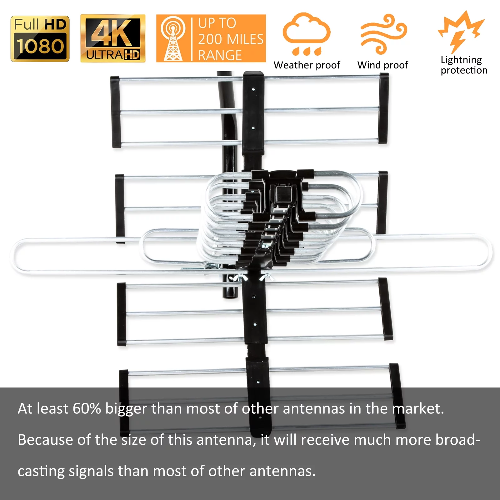 Five Star Outdoor HDTV Antenna up to 200 mile Digital Antenna Includes J Mount, 40 ft. RG6 Coaxial Cable