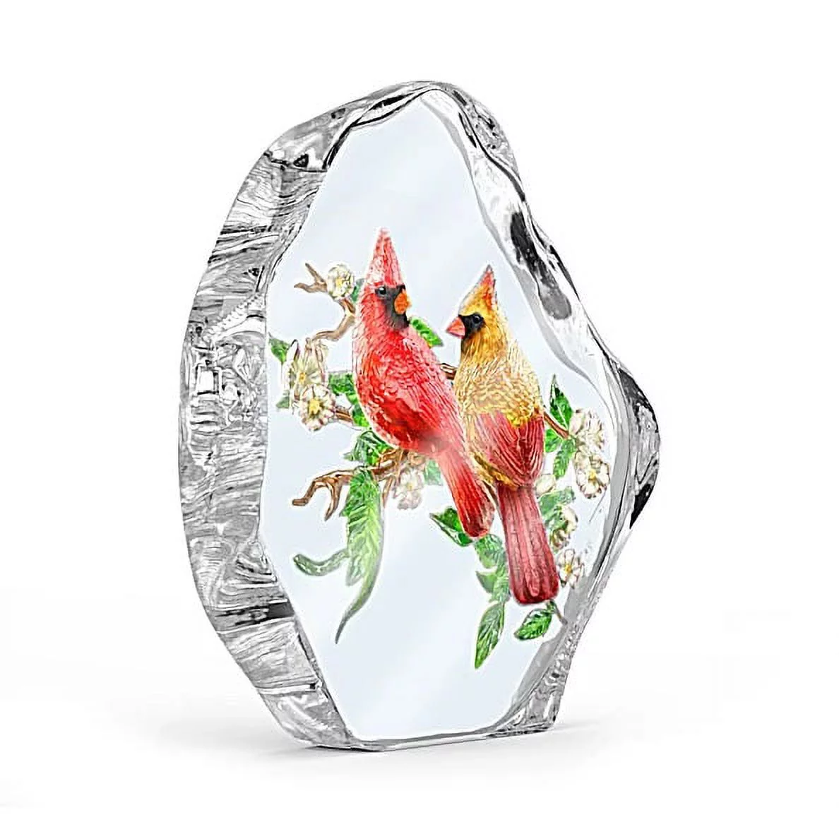 The Bradford Exchange Brilliant Cardinals Cherished Songbird Art Hand-Painted Glass Sculpture 5