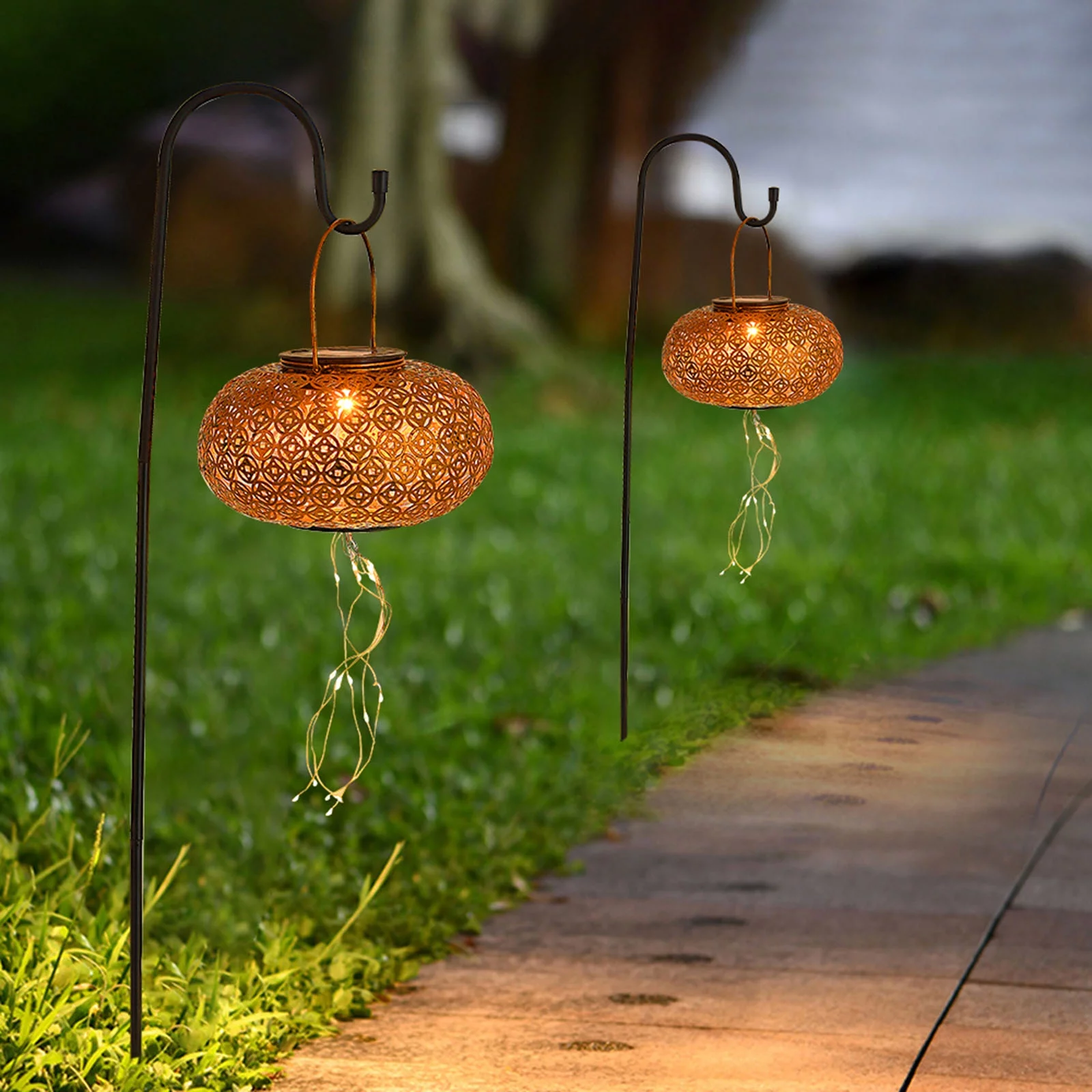 36LEDs 600mm Solar Powered Energy  Chinese Lantern Lamp Fairy String Sensitive Control Built-in 600mAh High Capacity Rechargeable Cell for Garden Yard Patio Deco Decoration Wedding