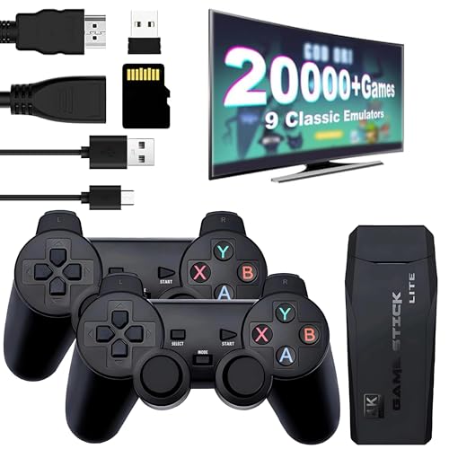 Retro Game Console,Wireless Retro Handheld Game Console, Built-in 20,000+ Plug-and-Play Retro Video Games, Equipped with 9 Classic simulators, 4K HD HDMI Output and 2.4G Wireless Controller