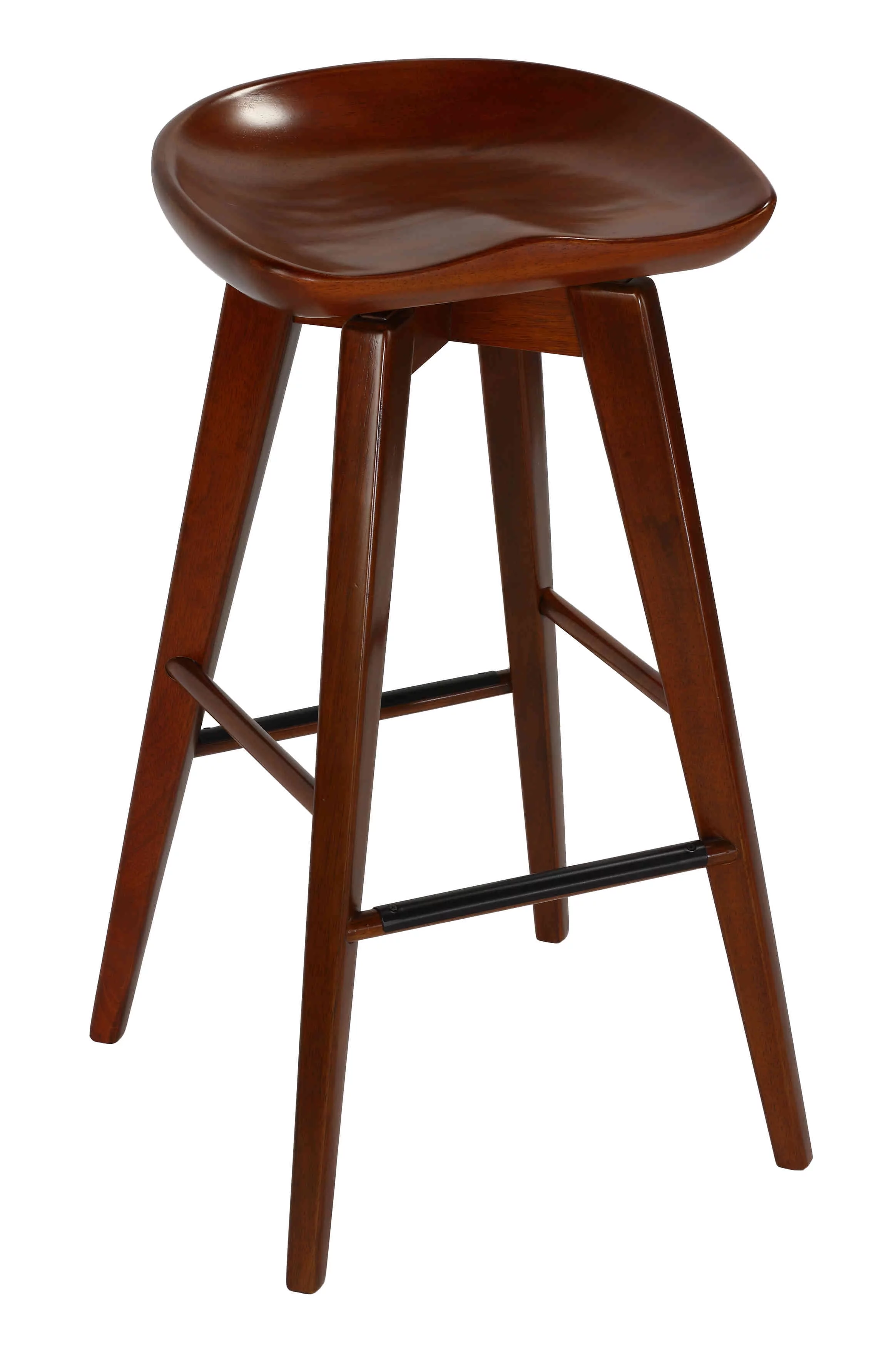 Cortesi Home Tiwi Backless Swivel Barstool in Solid Wood, 29