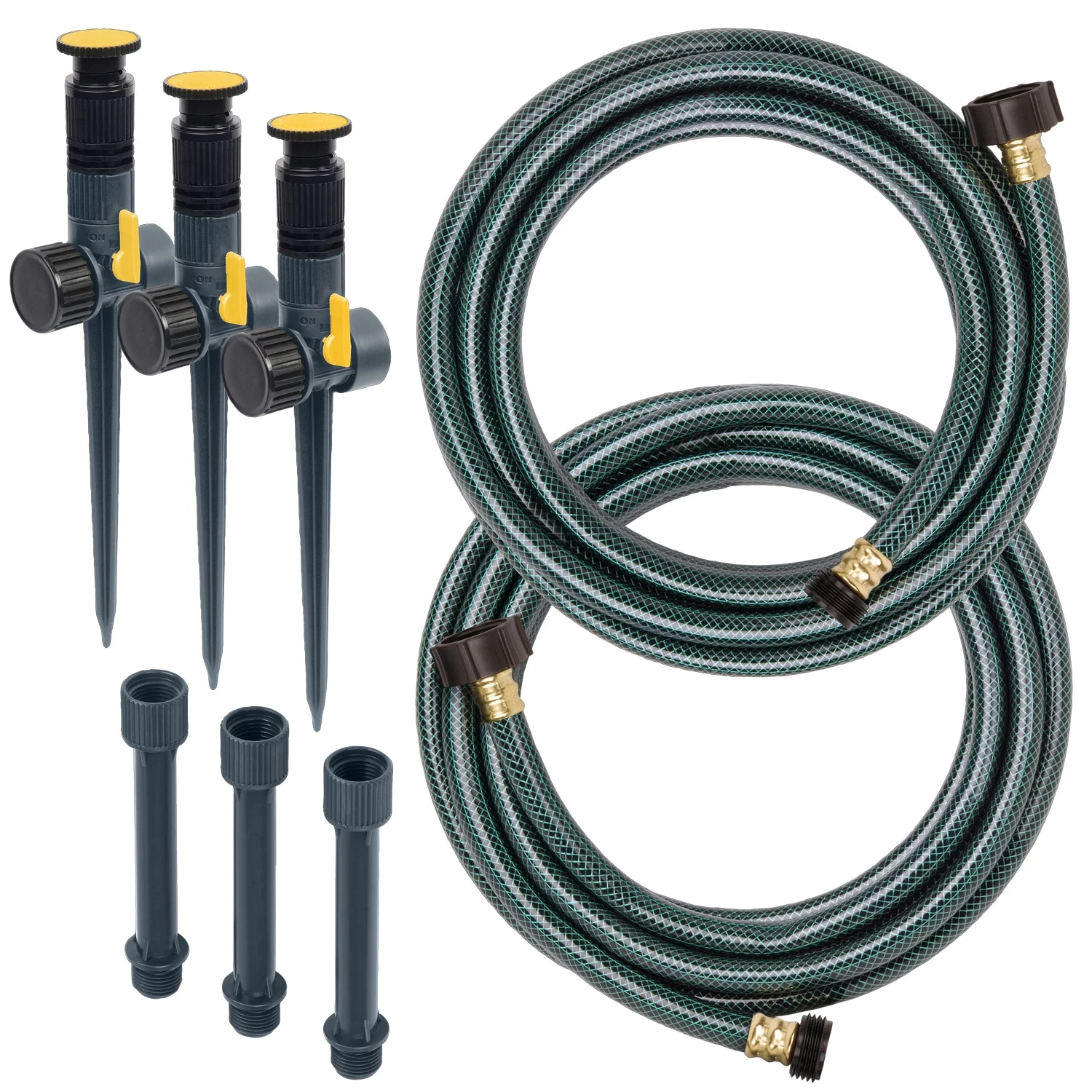 Melnor Multi-Adjustable Stationary Sprinkler Kit with Hoses and Risers
