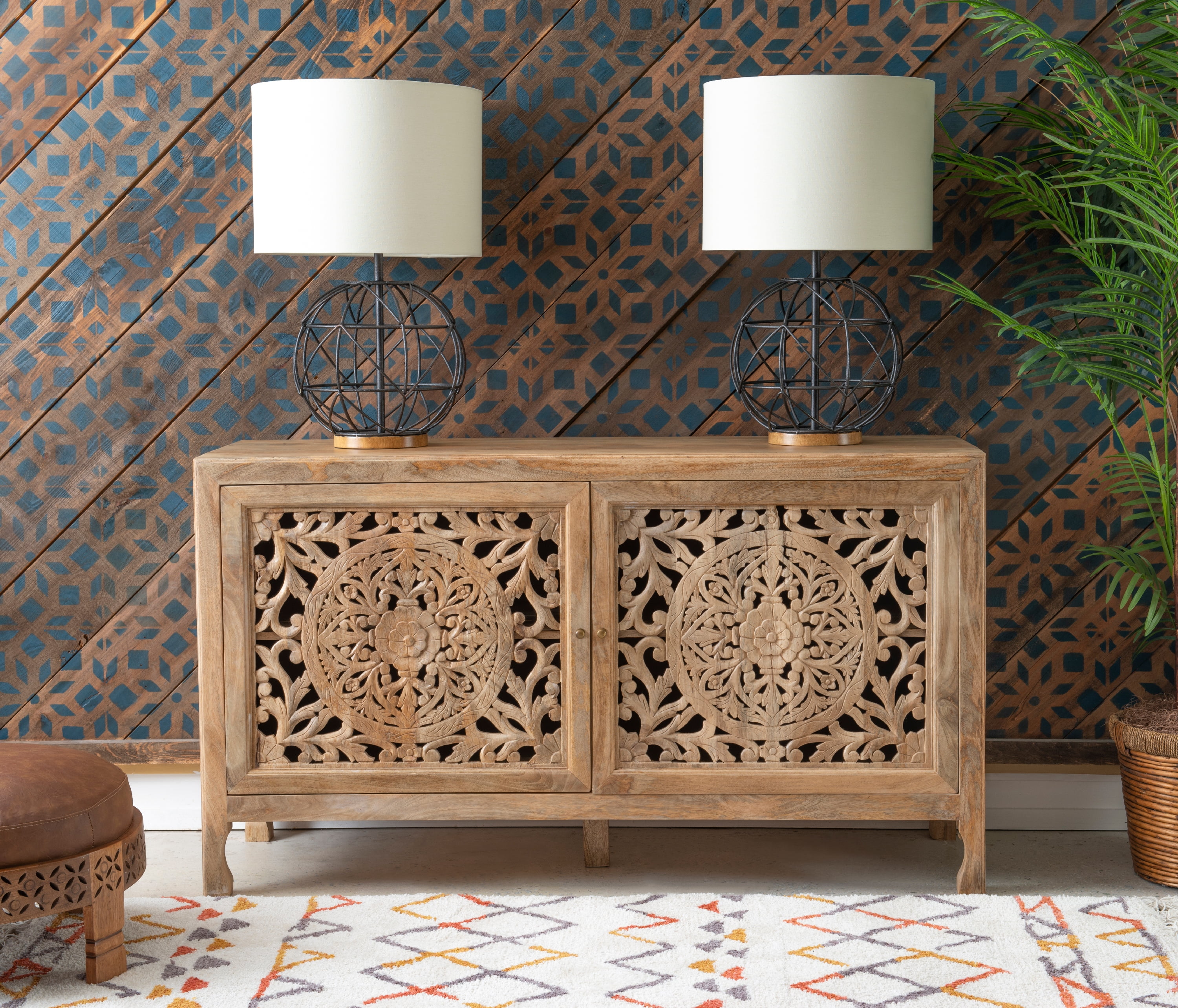 Healey 2-Door Cabinet with Shelves, Antique Brown