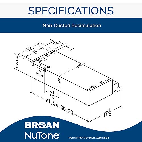 Broan-NuTone Non-Ducted Ductless Range Hood with Lights Exhaust Fan for Under Cabinet