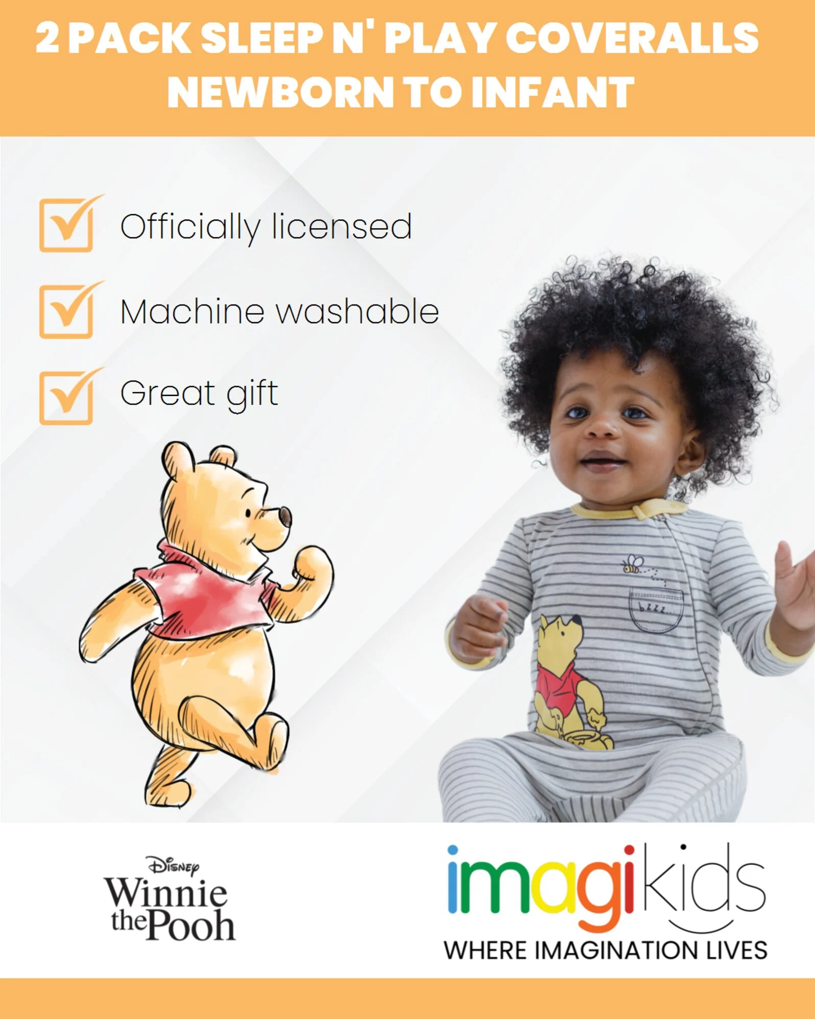 Disney Winnie the Pooh Infant Baby Boys 2 Pack Sleep N' Plays Newborn to Infant