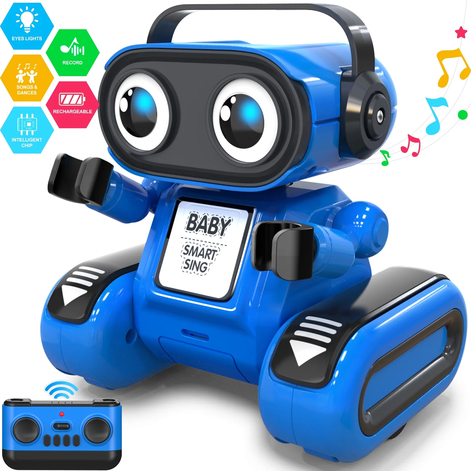 HopeRock Robot Toys,Remote Control Electronics Toys for Boys Kids 6 7 8 9 10 and up with Dance Moves and Music, Birthday Christmas Gifts for Boys.