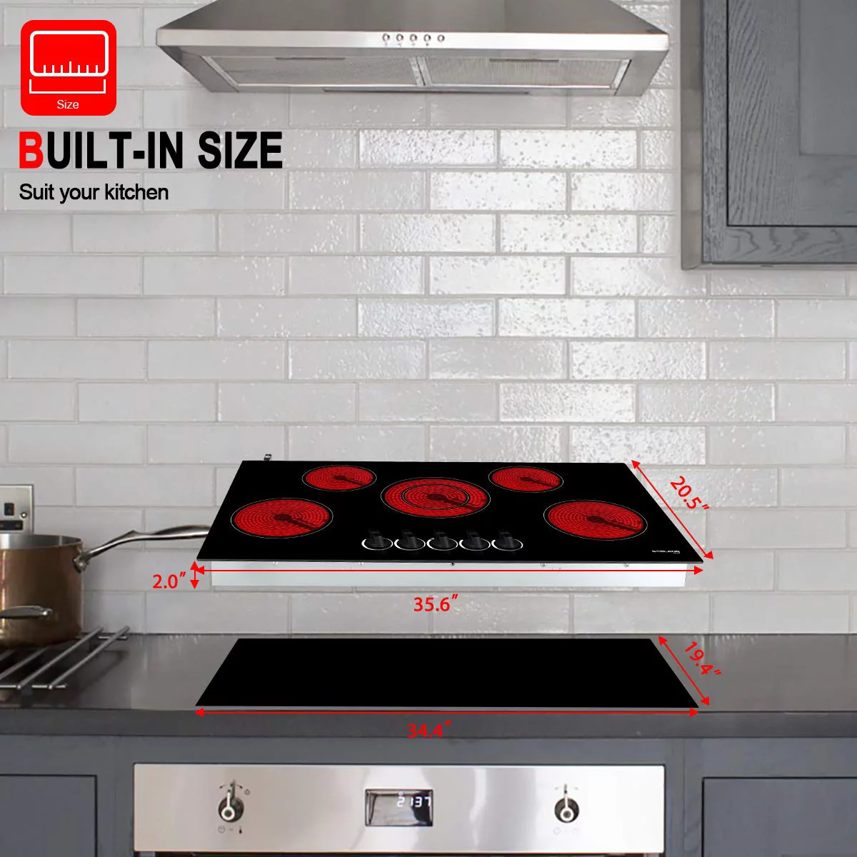 Gasland Chef 5 Burner Ceramic Cooktop,Mechanical Knob Control Electric Stove Top,240V