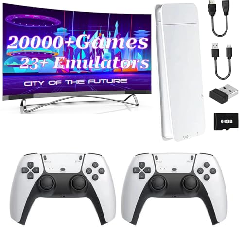 Wireless Retro Game Console Stick Built-in 23 Emulators 20000+ Games Classic Plug & Play Video Games, 4K HDMI Output & 2.4G Wireless Controller Gamepad, Gifts Birthday for Kid/Adults