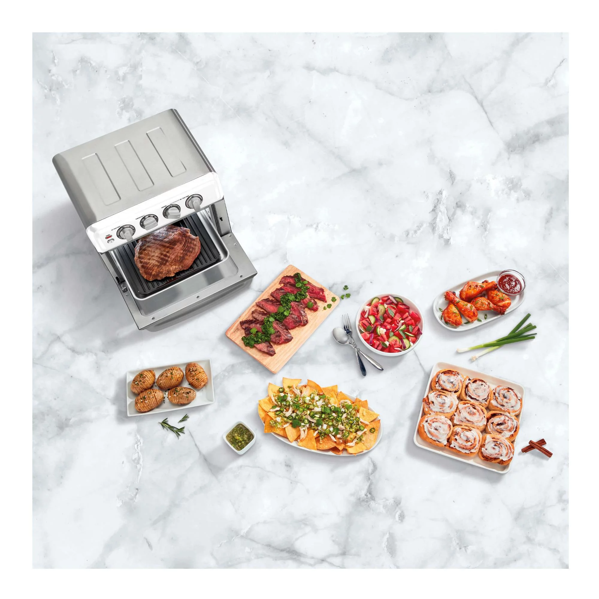 Cuisinart Toa-70W Airfryer Oven with Grill (White) W/ Spatula Set and Tongs Set