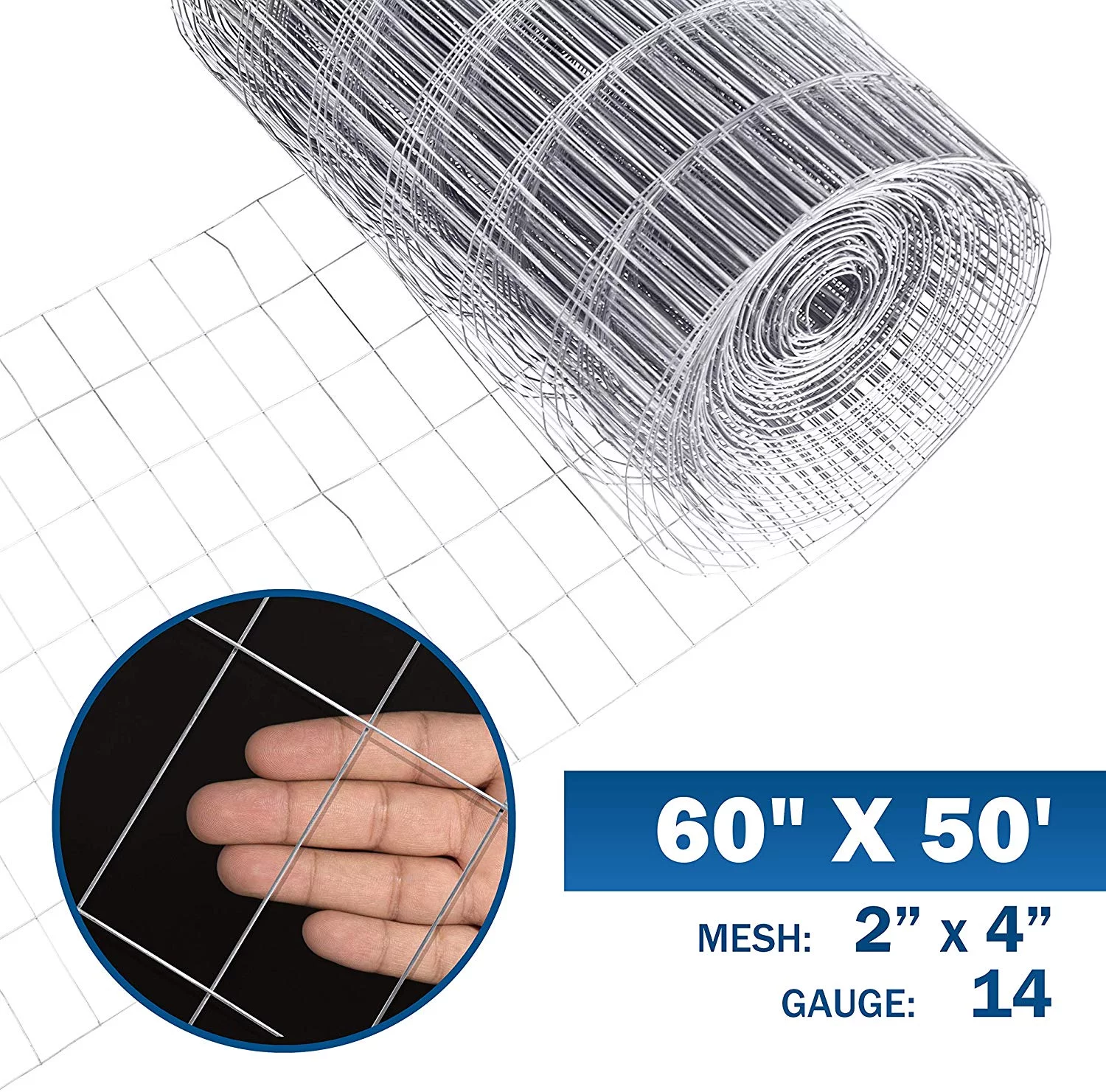 Fencer Wire 14 Gauge Galvanized Welded Wire Mesh Size 2 inch by 4 inch (5 ft. x 50 ft.)