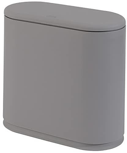 Sooyee 10 Liter Rectangular Plastic Trash Can Wastebasket with Press Type Lid,2.4 Gallon Garbage Container Bin for Bathroom,Powder Room,Bedroom,Kitchen,Craft Room,Office (Cream White)
