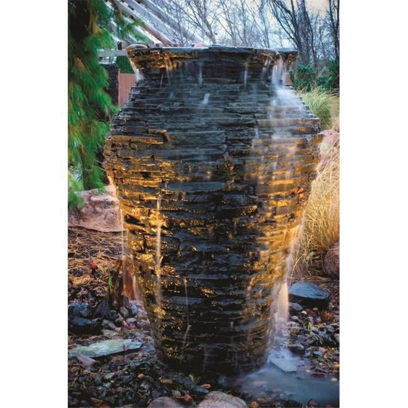 Aquascape Medium Stacked Slate Urn Landscape Fountain Kit