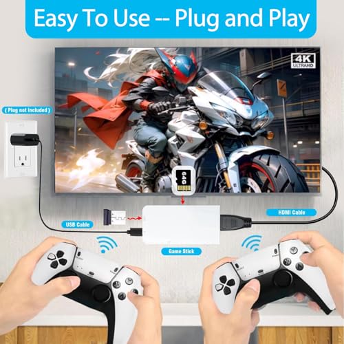 Wireless Retro Game Console Stick Built-in 23 Emulators 20000+ Games Classic Plug & Play Video Games, 4K HDMI Output & 2.4G Wireless Controller Gamepad, Gifts Birthday for Kid/Adults