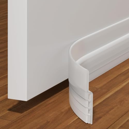 Holikme Door Draft Stopper Under Door Draft Blocker Insulator Door Sweep Weather Stripping Noise Stopper Strong Adhesive, White