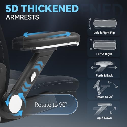 750lbs Big and Tall Office Chair,Heavy Duty Office Chairs,Executive Computer Desk Chair Work Chairs, Thick Padded Strong Metal Base Quiet Wheels, Ergonomic Design for Back Pain