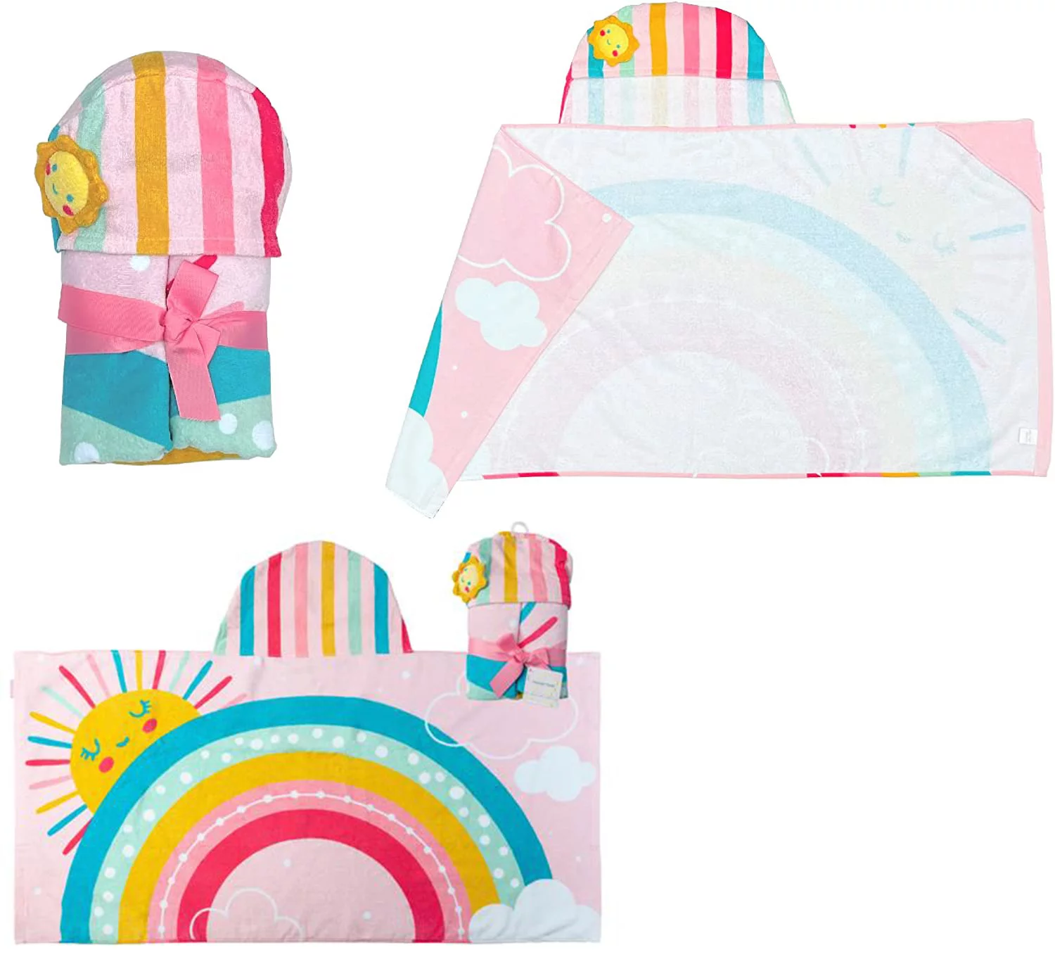 Aventis Kids Jungle Adventure Inflatable Play Center Fun in the Sun Water Pool Bundle with Matching Adorable Rainbow Hooded Towel, Beach Tote, Classic Sunglasses, & Electric Air Pump for Ages 3+