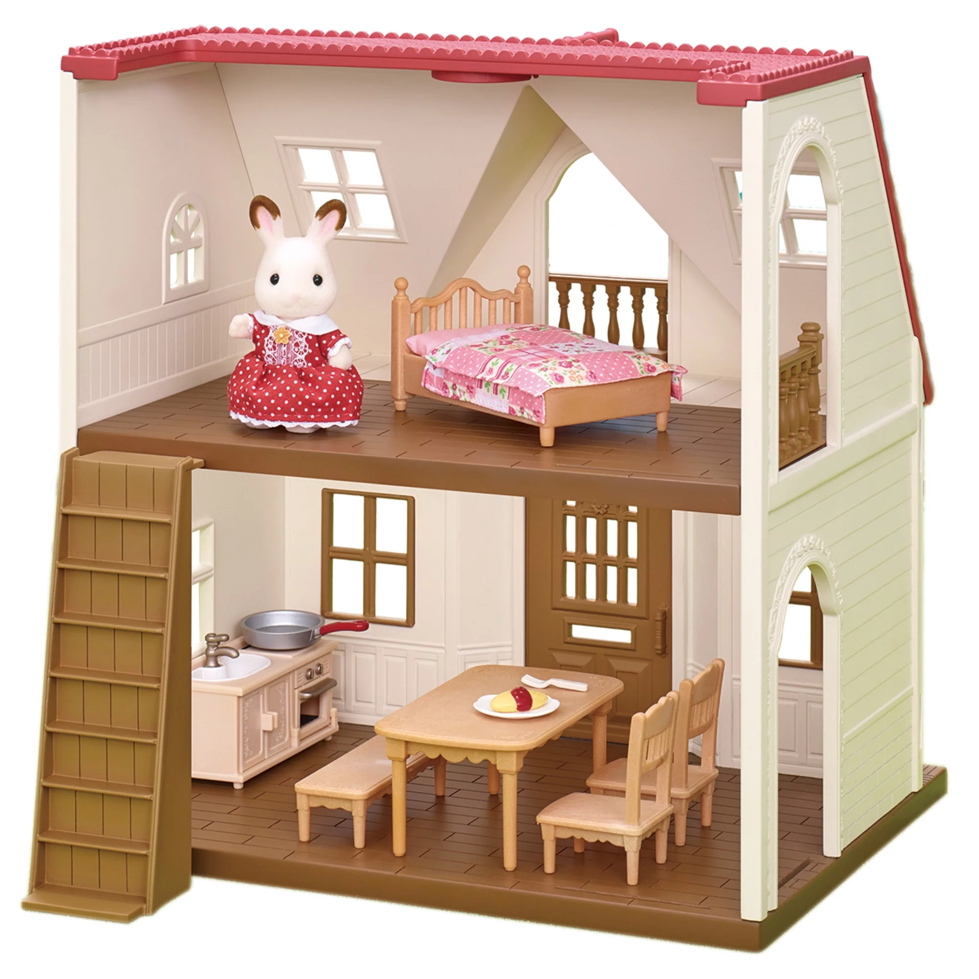 Calico Critters Red Roof Cozy Cottage, Dollhouse Playset with Figure, Furniture and Accessories
