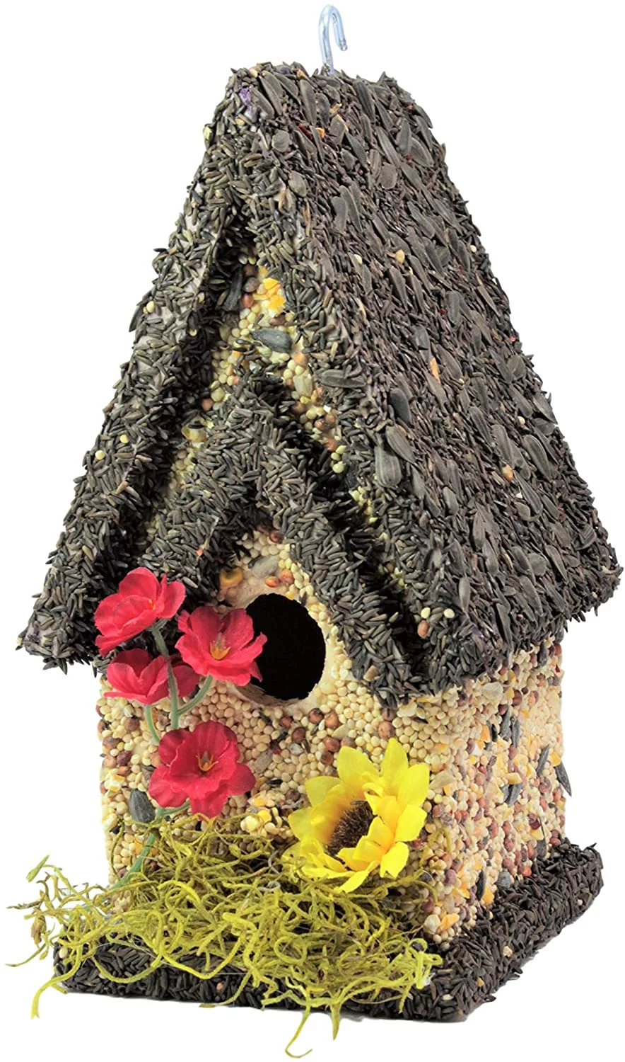 Alpine Woods Edible Birdhouse Reseedable Wooden Bird Feeder for All Birds with Pine Bird House (TL)