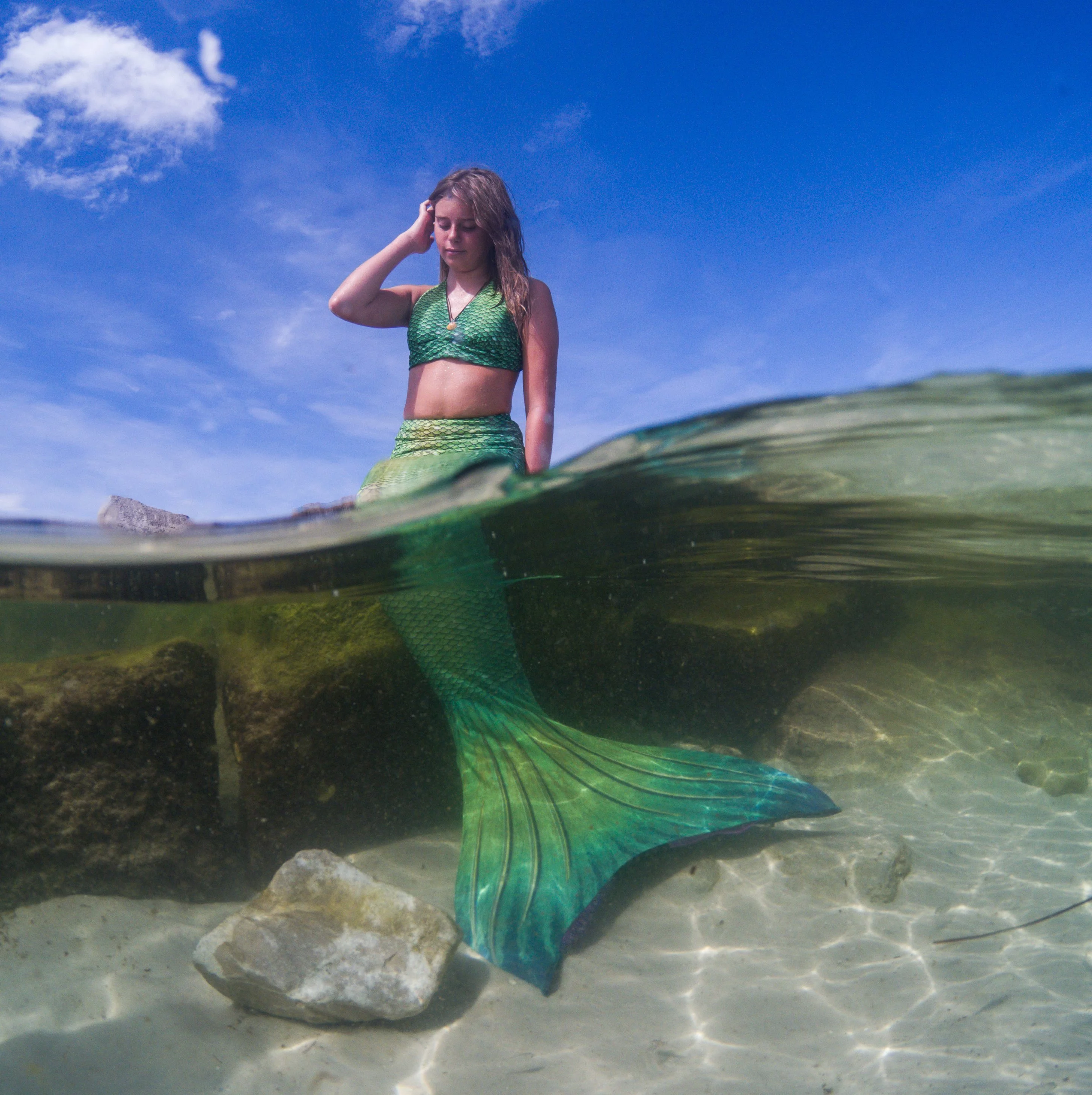 Sun Tail Mermaid Lime Rickey Tail Skin, Teen/Adult Size Junior Medium (Monofin not included.)