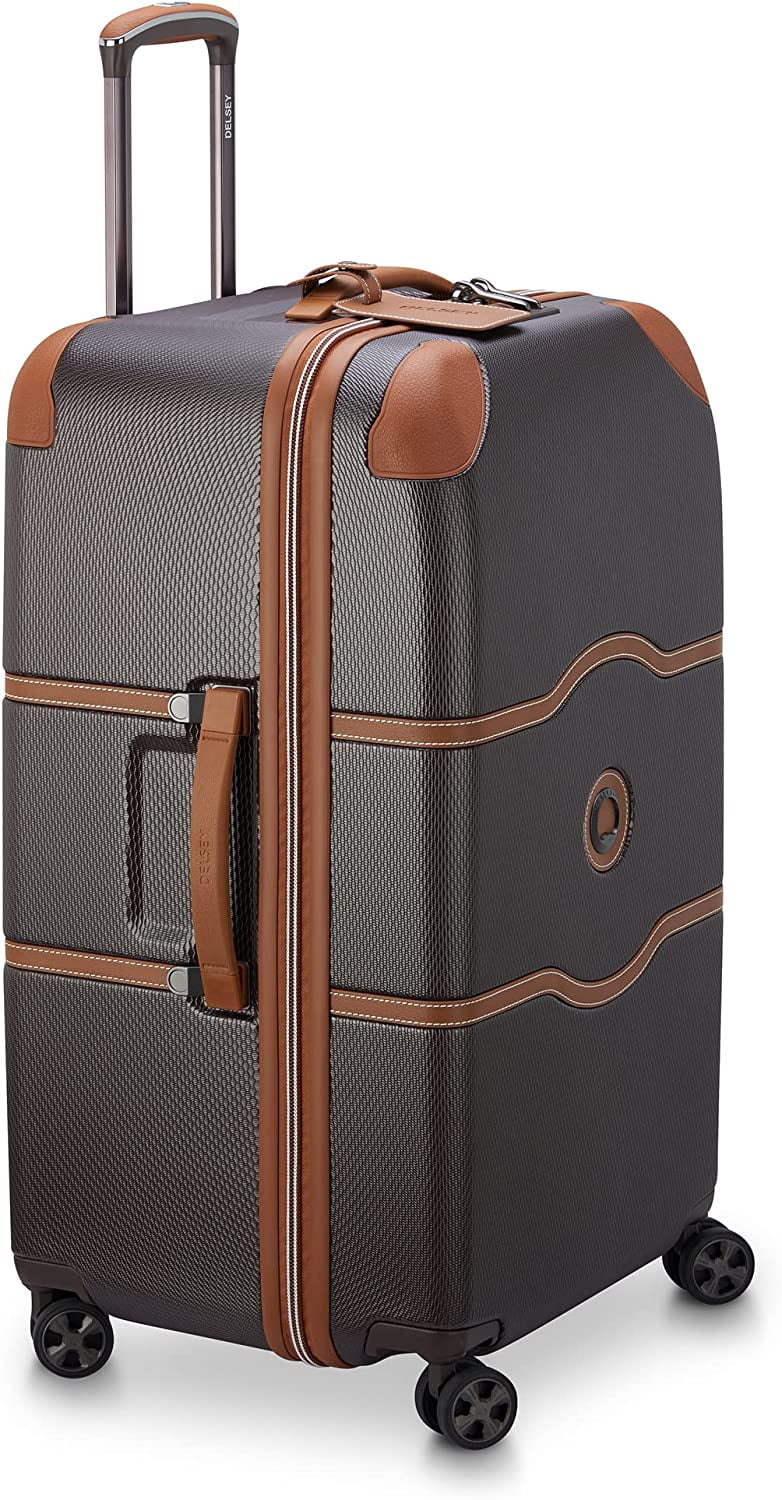 DELSEY Paris Chatelet Hardside 2.0 Luggage with Spinner Wheels, Chocolate Brown, Checked-26 Inch Trunk