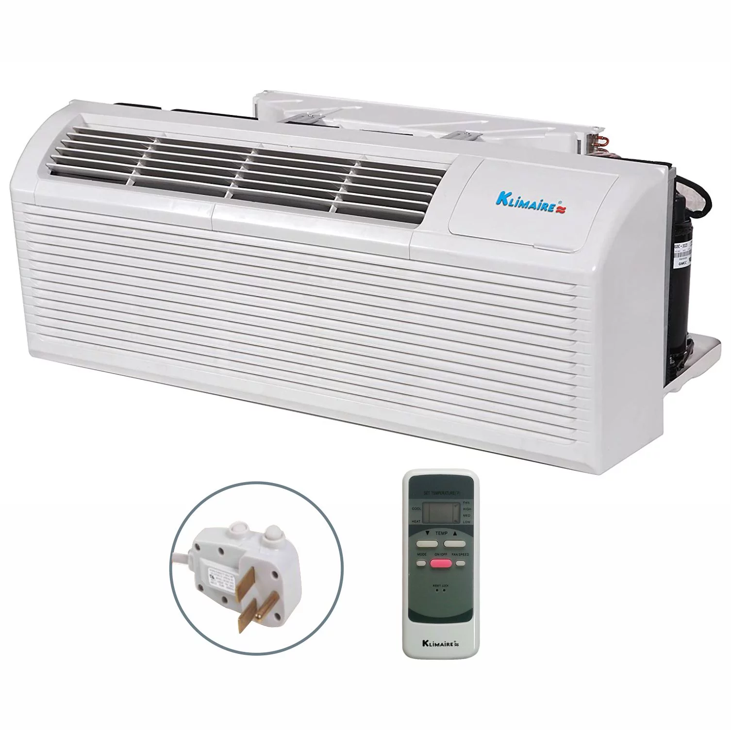 Klimaire PTAC 15,000 Btu Air Conditioner Heat Pump with Remote Control & 5 kW Electric Heater -230V